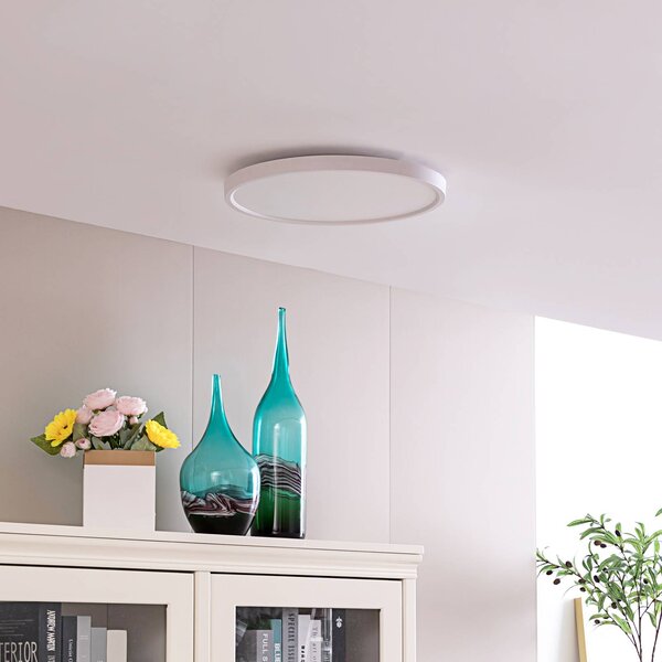 Lindby Smart LED mennyezeti lámpa Denora, fehér, RGB, CCT, Tuya, dimmelhető, Fehér / opál, Nappali / Étkező, Műanyag, Modern