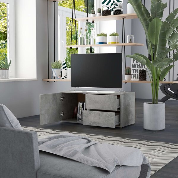 Betonszürke szerelt fa TV-szekrény 80 x 34 x 36 cm
