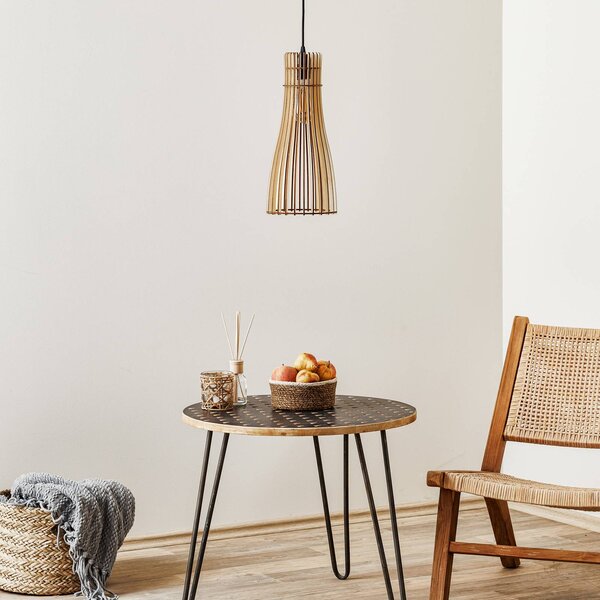 TEMAR LIGHTING Lógó világítás Bottle, 1 izzós, dimmelhető, Világos fa, Nappali / Étkező, Fa, Vidéki otthon / Rusztikus