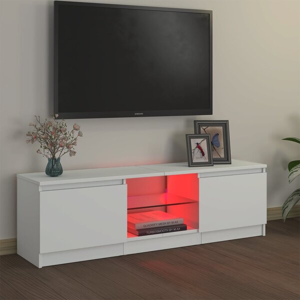 Fehér TV-szekrény LED lámpákkal 120 x 30 x 36 cm