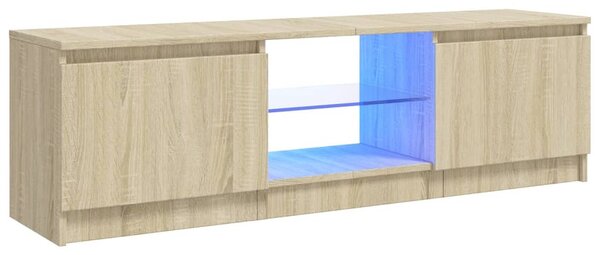 Sonoma tölgy színű TV-szekrény LED lámpákkal 120x30x36 cm