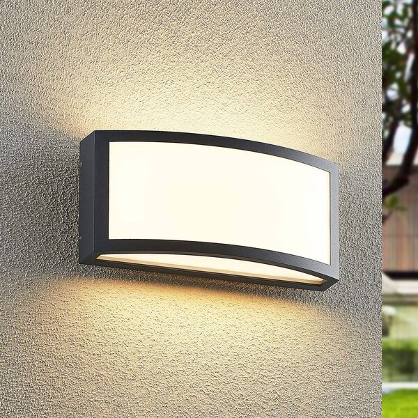 Lindby Jakari LED kültéri fali lámpa, szögletes, fehér, Fekete, Alumínium, Modern