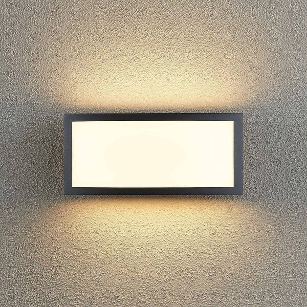 Lindby Jakari LED kültéri fali lámpa, szögletes, fehér, Fekete, Alumínium, Modern