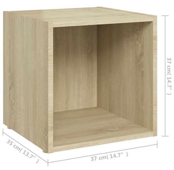 2 db sonoma tölgy színű szerelt fa TV-szekrény 37 x 35 x 37 cm