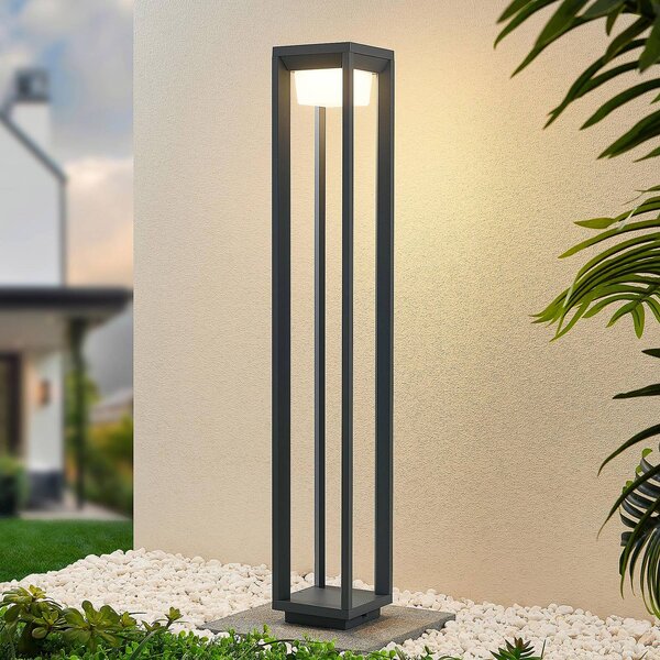 PRIOS Prios LED-es útvilágító lámpa Gamion, 90 cm, antracit, fém, IP54, Alu / szürke / cink, Alumínium, Modern