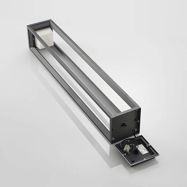 PRIOS Prios LED-es útvilágító lámpa Gamion, 90 cm, antracit, fém, IP54, Alu / szürke / cink, Alumínium, Modern