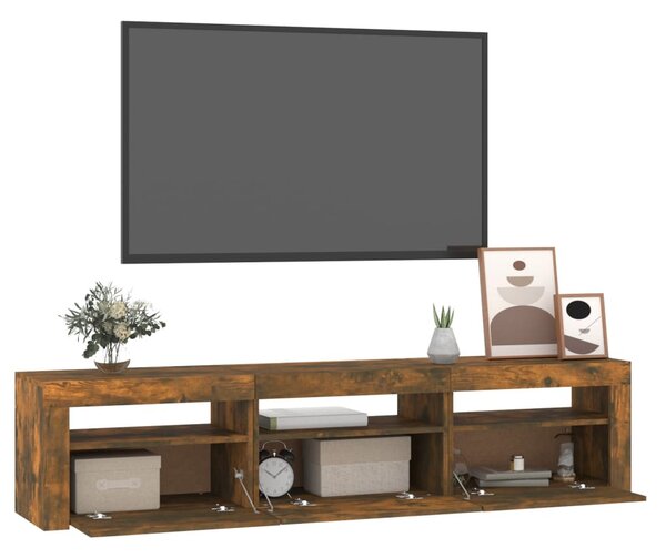 Füstös tölgy színű TV-szekrény LED-világítással 180x35x40 cm