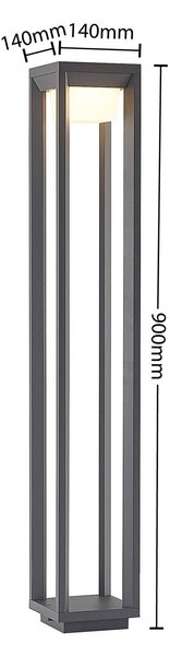PRIOS Prios LED-es útvilágító lámpa Gamion, 90 cm, antracit, fém, IP54, Alu / szürke / cink, Alumínium, Modern