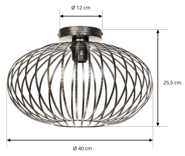 Lindby Rosalea mennyezeti lámpa, sárgaréz színű, fém, 40 cm, E27, dimmelhető, Fekete, Nappali / Étkező, fém, Modern
