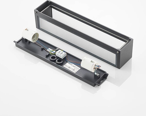Arcchio kültéri fali lámpa LengoE27, 38 cm, antracit, E27, IP54, Alu / szürke / cink, Alumínium, Modern