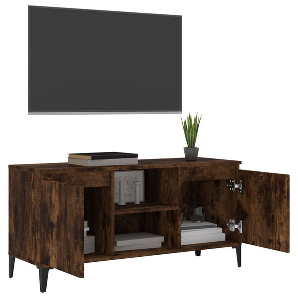 Füstös tölgy színű TV-szekrény fémlábakkal 103,5 x 35 x 50 cm