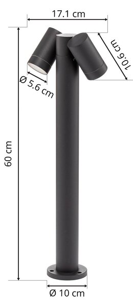PRIOS Prios útvilágítás Tulimar, 2-lámpás, 60cm, fém, IP65, dimmelhető, Fekete, Alumínium, Modern