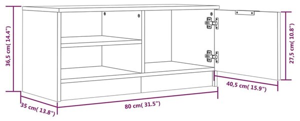 Betonszürke szerelt fa TV-szekrény 80x35x36,5 cm
