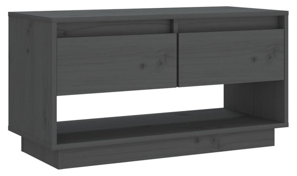 Szürke tömör fenyőfa TV-szekrény 74x34x40 cm