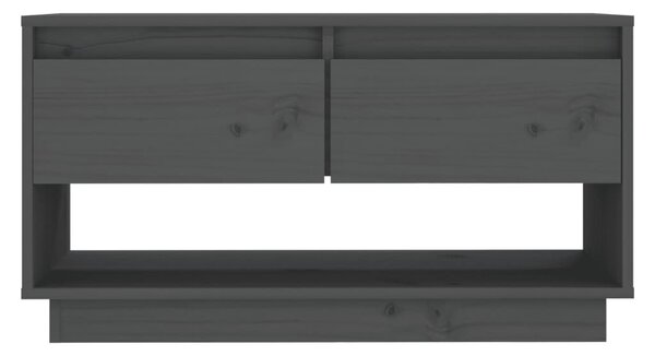 Szürke tömör fenyőfa TV-szekrény 74x34x40 cm