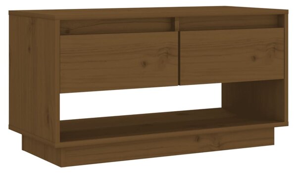 Mézbarna tömör fenyőfa TV-szekrény 74 x 34 x 40 cm