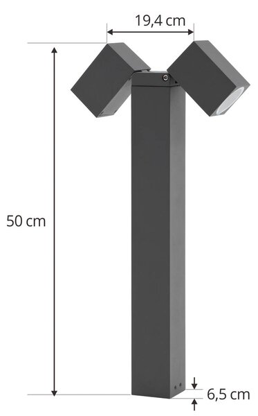Lindby állólámpa Othil, 2-lámpás, 50 cm, antracit, fém, dimmelhető, Alu / szürke / cink, Alumínium, Modern