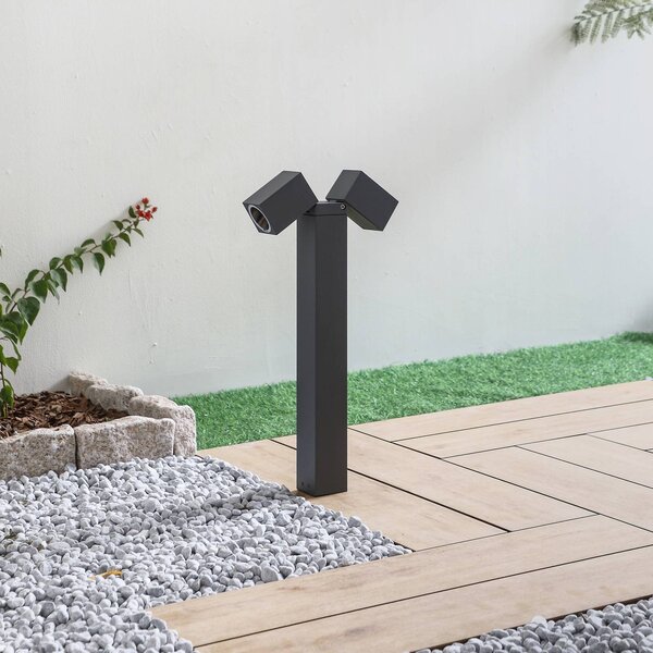 Lindby állólámpa Othil, 2-lámpás, 50 cm, antracit, fém, dimmelhető, Alu / szürke / cink, Alumínium, Modern