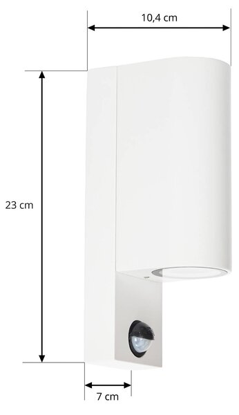 PRIOS Prios kültéri fali lámpa Tetje, fehér, kerek, érzékelős, 2 db-os szett, dimmelhető, Fehér / opál, Alumínium, Modern