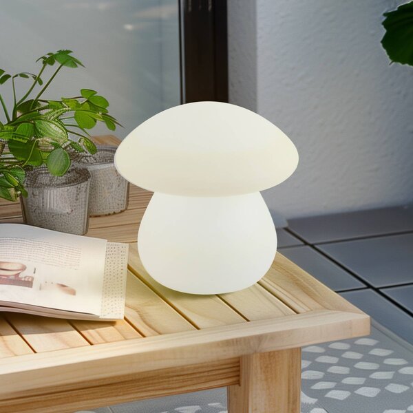 Lindby LED-es újratölthető kültéri asztali lámpa Vernate, RGBW, fehér