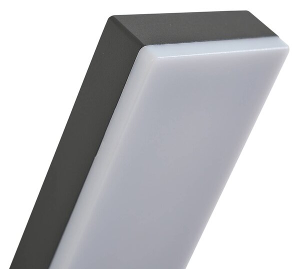 Lindby LED kültéri fali lámpa Korvik, 26 cm, antracit, érzékelő, Fekete, Alumínium, Modern