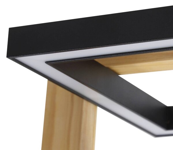 Lindby LED mennyezeti lámpa Holamu, 80 cm, fa, Fekete, Nappali / Étkező, Alumínium, Modern