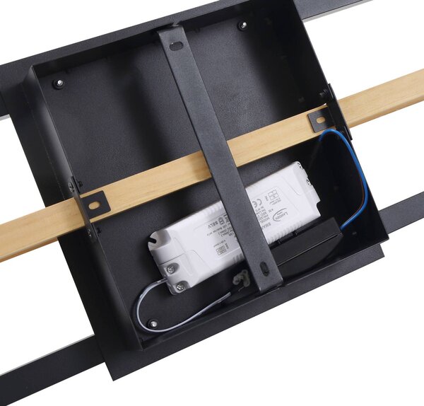 Lindby LED mennyezeti lámpa Holamu, 80 cm, fa, Fekete, Nappali / Étkező, Alumínium, Modern