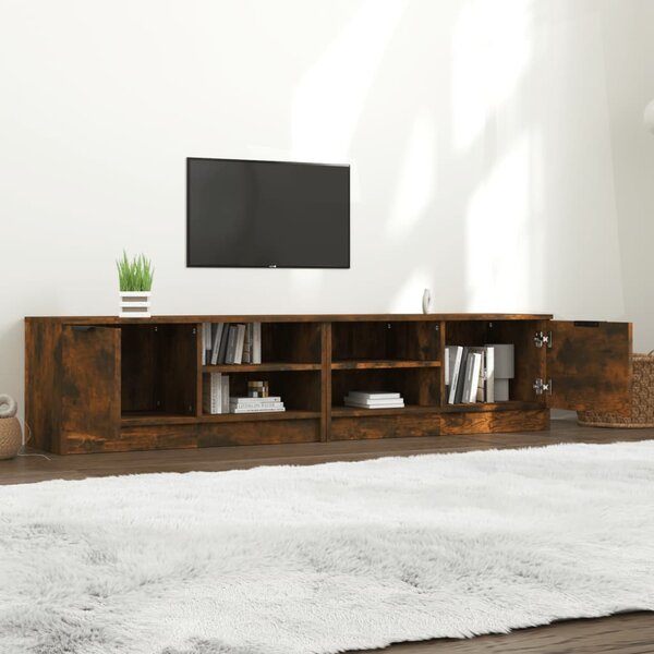 2 db füstös tölgy színű szerelt fa TV-szekrény 80x35x36,5 cm