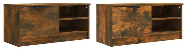 2 db füstös tölgy színű szerelt fa TV-szekrény 80x35x36,5 cm