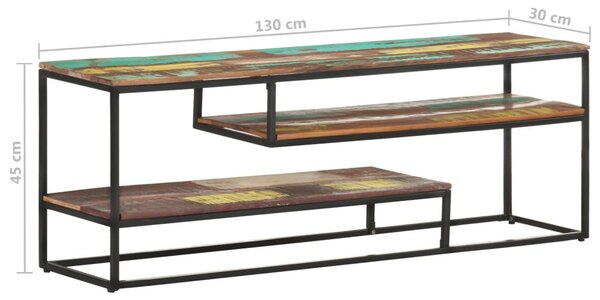 Tömör újrahasznosított fa TV-szekrény 130 x 30 x 45 cm