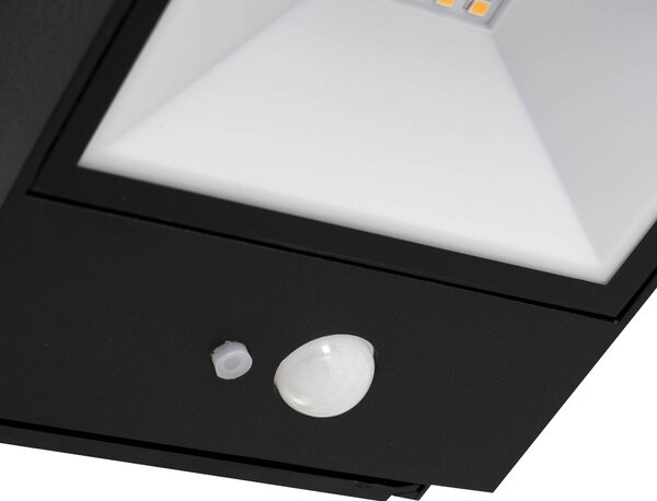 Lucande LED napelemes kültéri fali lámpa Dava, magasság 5 cm, érzékelővel, Fekete, Alumínium, Modern