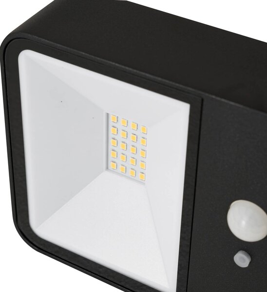 Lucande LED napelemes kültéri fali lámpa Dava, magasság 5 cm, érzékelővel, Fekete, Alumínium, Modern