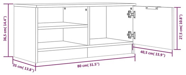 Fehér magasfényű szerelt fa TV-szekrény 80x35x36,5 cm