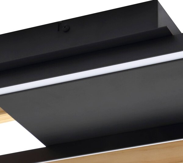 Lindby LED mennyezeti lámpa Holamu, 80 cm, fa, Fekete, Nappali / Étkező, Alumínium, Modern