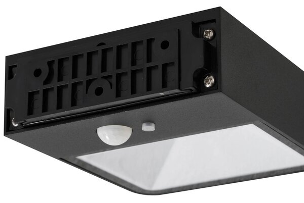 Lucande LED napelemes kültéri fali lámpa Dava, magasság 5 cm, érzékelővel, Fekete, Alumínium, Modern