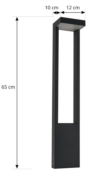 Lindby LED-es útvilágítás Lonete, magasság 65 cm, antracit, IP65, Fekete, Alumínium, Modern