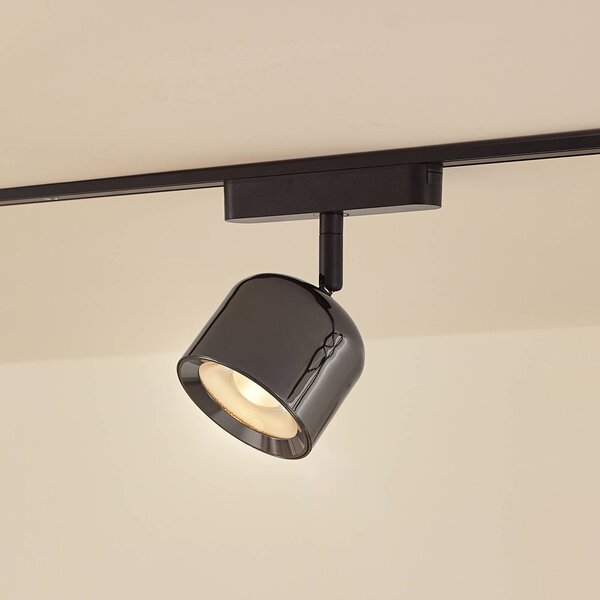 Lindby LED-es reflektor 48 V Lumaro, szürke, Ø 8,2 cm, alumínium,, dimmelhető, Alu / szürke / cink, Nappali / Étkező, Alumínium, Modern