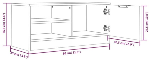 2 db fehér szerelt fa TV-szekrény 80 x 35 x 36,5 cm