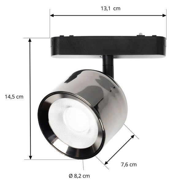 Lindby LED-es reflektor 48 V Lumaro, szürke, Ø 8,2 cm, alumínium,, dimmelhető, Alu / szürke / cink, Nappali / Étkező, Alumínium, Modern