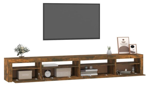 Füstös tölgy színű TV-szekrény LED-világítással 270x35x40 cm