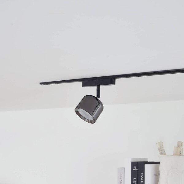 Lindby LED-es reflektor 48 V Lumaro, szürke, Ø 8,2 cm, alumínium,, dimmelhető, Alu / szürke / cink, Nappali / Étkező, Alumínium, Modern