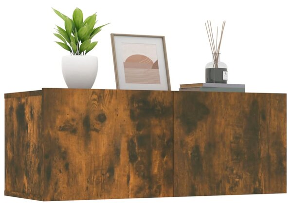 2 db füstös tölgy színű szerelt fa TV-szekrény 80 x 30 x 30 cm