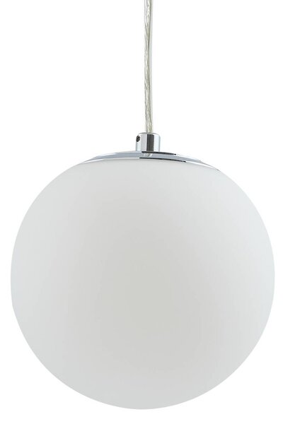 Lucande függőlámpa Bidolo, króm színű, üveg, Ø 15 cm, IP44, dimmelhető, Króm / ezüst, Fürdőszoba, Üveg