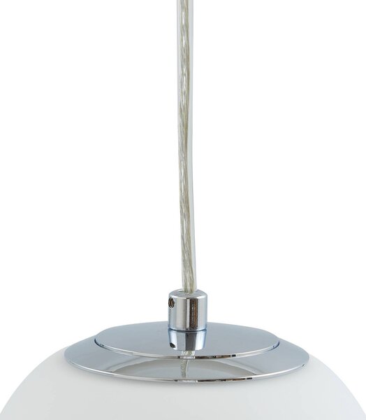 Lucande függőlámpa Bidolo, króm színű, üveg, Ø 15 cm, IP44, dimmelhető, Króm / ezüst, Fürdőszoba, Üveg