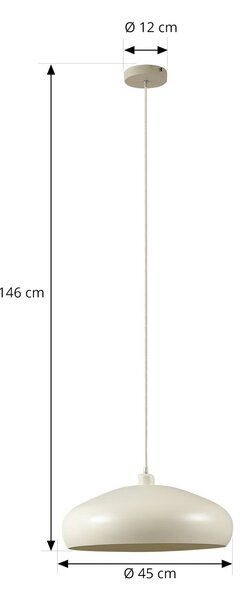 Lindby függesztéklámpa Elover, bézs, Ø 45 cm, vas, dimmelhető, Krém / borostyánsárga, Nappali / Étkező, fém, Modern