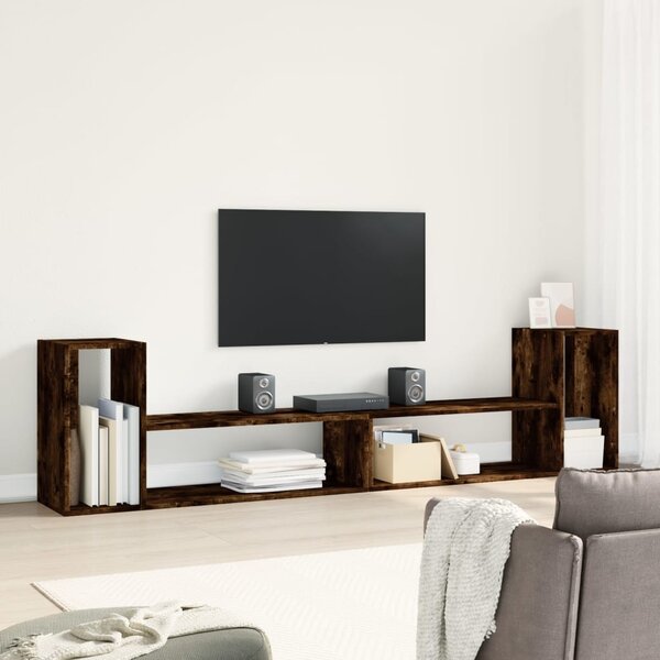 2 db füstös tölgy színű szerelt fa TV-szekrény 100 x 30 x 50 cm