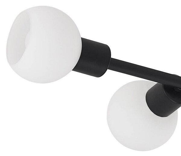 Lindby mennyezeti lámpa Biscala, 5 flg., fekete/opal, dimmelhető, Fekete, Nappali / Étkező, fém, Modern