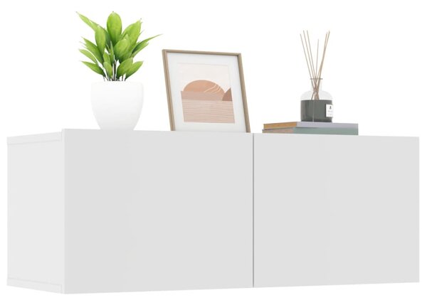 2 db fehér szerelt fa TV-szekrény 80 x 30 x 30 cm