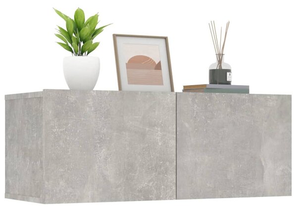 2 db betonszürke szerelt fa TV-szekrény 80 x 30 x 30 cm