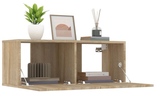 2 db sonoma tölgy szerelt fa TV-szekrény 80x30x30 cm